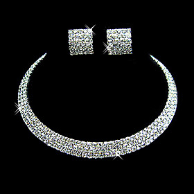High Quality Czech Rhinestones Alloy Plated Wedding Necklace And Earrings Jewelry Set