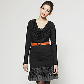 TS Lace Cowl Collar Long Sleeve Shirt