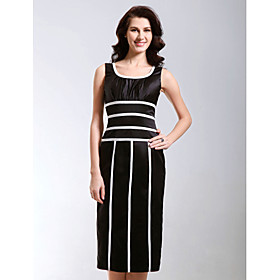 Sheath/ Column Scoop Tea-length Satin Cocktail/ Homecoming Dress