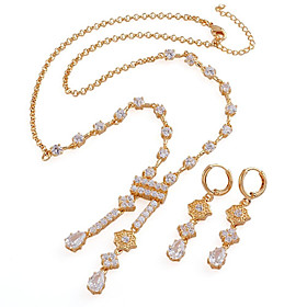 Fashion CZ And Brass With 18K Gold Plated Jewelry Set,Including Necklace,Earrings Fashion CZ And Brass With 18K Gold Plated Jewelry Set,Including Necklace,Earrings
