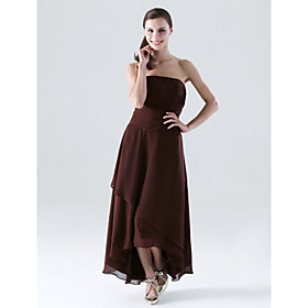 2009 Stytle A-line Strapless Asymmetrical Chiffon Bridesmaid/ Wedding Party Dress (HSX218)
