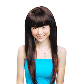 Capless Extra Long High Quality Synthetic Dark Aubum Straight Hair Wig Capless Extra Long High Quality Synthetic Dark Aubum Straight Hair Wig