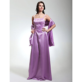 Sheath/ Column Spaghetti Straps Floor-length Satin Bridesmaid/ Wedding Party/ Evening Dress (HSX063)