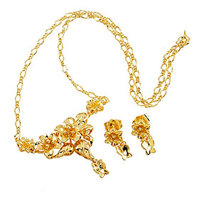Fashion Brass With 18K Gold Plated Jewelry Set, Including Necklace, Earrings(0801-HY01105-19)