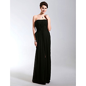 Sheath/ Column Strapless Empire Floor-length Chiffon Evening Dress