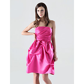 A-line Strapless Short/Mini Satin Bridesmaid/ Cocktail Dress