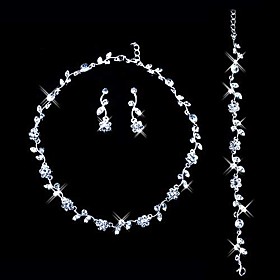 Beautiful Czech Rhinestones Alloy Plated Wedding Necklace And Earrings Jewelry Set