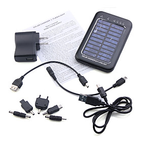 6-in-1 Portable Solar Panel Charger   LED Flashlight for iPhone 4/Cellphones (Black)