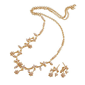 Fashion CZ And Brass With 18K Gold Plated Jewelry Set, Including Necklace, Earrings(0801-HY01118-03)