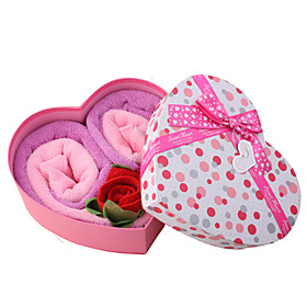 Loving Heart Rose Flower Towel Valentine/Party/Wedding Gift with A Loving Heart Shaped Box