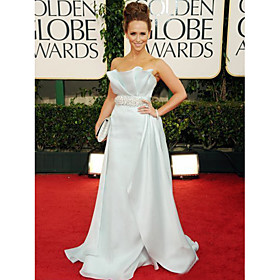 Jennifer Love Hewitt A-line Strapless Sweep/ Brush Train Satin Evening/ Golden Globe Dress (WSA11506)