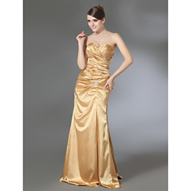 Sheath/ Column Sweetheart Floor-length Elastic Satin Evening Dress with Removable Court Train (FSH02425)