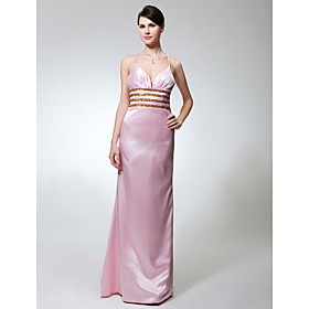 Sheath/ Column Straps Floor-length Elastic Silk-like Satin Evening Dress (GYE150)