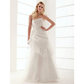 A-line Floor-length Taffeta and Tulle Wedding Dresses for Bride (HSX267)