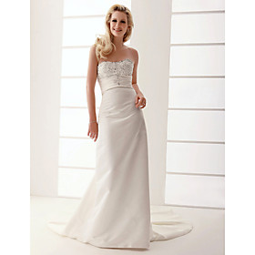 Sheath/ Column Sweetheart Court Train Satin Wedding Dress