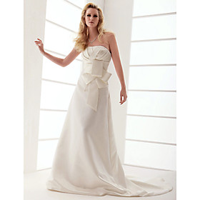 A-line Strapless Court Train Taffeta Wedding Dress