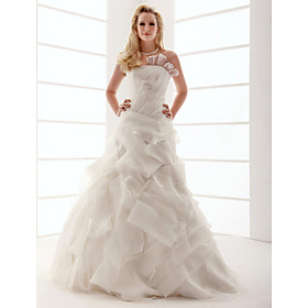 A-line Strapless Floor-length Satin Wedding Dress (WSY02578)