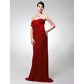 Sheath/ Column Sweetheart Floor-length Chiffon Bridesmaid/ Evening Dress (FSA1111001)