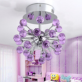 6-light Floral Shape K9 Crystal Ceiling Light-Purple (0942-98004-C-6P)