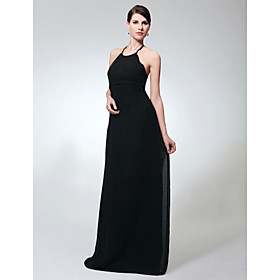 Sheath/ Column Halter Floor-length Chiffon Bridesmaid/ Wedding Party/ Evening Dress (FSM0480)