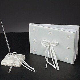 Simply Satin Wedding Guest Book and Pen Set