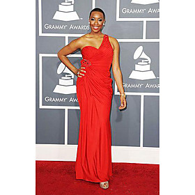 Carolyn Malachi Sheath/ Column One Shoulder Floor-length Chiffon Grammy/ Evening Dress (FSH1102047)