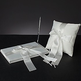 Tied with a Bow Guest Book and Ring Pillow Collection Set
