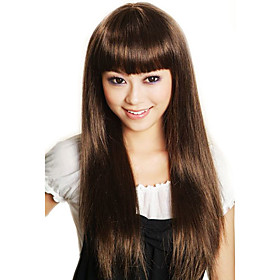 Capless Extra Long Top Grade Quality Synthetic Golden Brown Straight Hair Wig