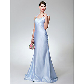 Trumpet/ Mermaid Scoop Floor-length Satin Bridesmaid Dress (FSF1108006)
