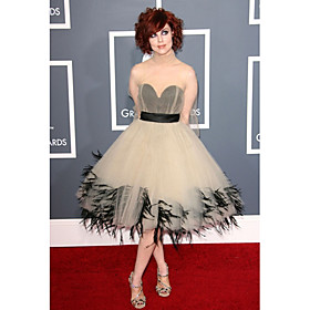 Anna Ball Gown High Neck Knee-length Tulle Satin Grammy/ Cocktail Dress (FSM04602)