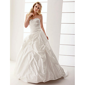 A-line Sweetheart Court Train Satin Wedding Dress (WSM04563)