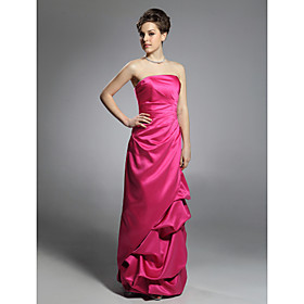 Sheath/ Column Strapless Floor-length Satin Evening Dress (FSA1111024)
