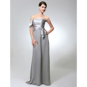 Sheath/ Column Strapless Floor-length Chiffon Elastic Silk-like Satin Bridesmaid Dress (FSA1111004)