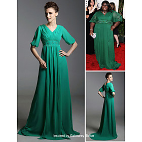 Gabourey Sidibe Sheath / Column V-neck Floor-length Chiffon Golden Globe/Evening Dresses