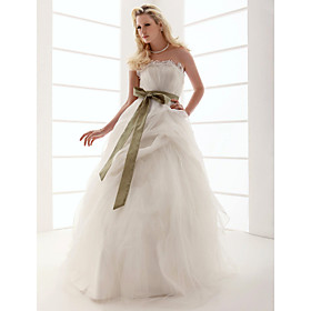 Ball Gown Strapless Floor-length Organza Wedding Dress (WSM04569)