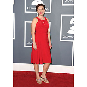 Sarah Hart Sheath/ Column Jewel Knee-length Chiffon Grammy/ Cocktail Dress (FSF1108051)