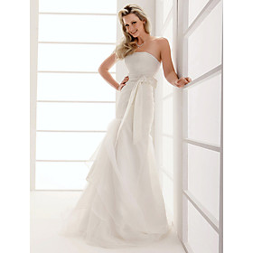Trumpet/ Mermaid Strapless Court Train Organza Wedding Dress (WSM1104008)