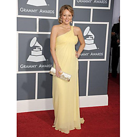Jewel Sheath/ Column One Shoulder Floor-length Chiffon Grammy/ Evening Dress (FSA1111042)