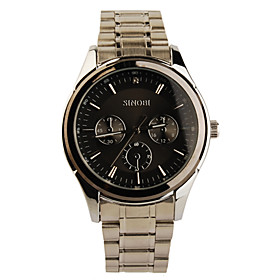 Black Bezel Stainless Steel Round Shape Quartz Watch For Men