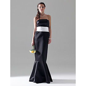 Trumpet/ Mermaid Strapless Floor-Length Satin Bridesmaid/ Wedding Party/ Evening Dress (FSD0226)