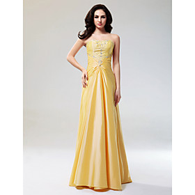 A-line Strapless Floor-length Satin Taffeta Prom/ Evening Dress (FSD0261)