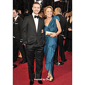 Sheath/ Column V-neck Asymmetrical Taffeta Evening Dress inspired by Lynn Harless at the 83st Oscar (FSM1104233)