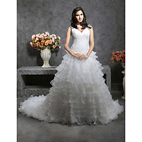 
	Organza Tiered A-line with Ruffles Wedding Dress	