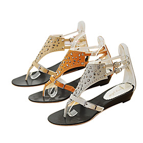 PU Leather Upper Low Heel Sandals With Buckle Casual Shoes.More Colors Available