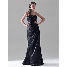 2009 Stytle Sheath/ Column Strapless Sweep/ Brush Train Chiffon Bridesmaid/ Wedding Party Dress (HSX129)