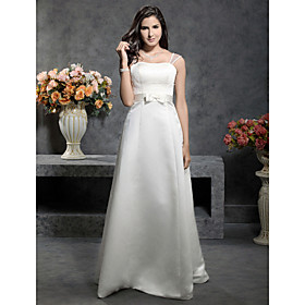 Pretty Princess A-line Sweetheart Floor-length Satin Lace Wedding Dresses for Bride (YCF124)