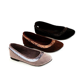 Suede Upper Flat Closed-toes With Sequin Fashion Shoes(0987-HONGSY 198)