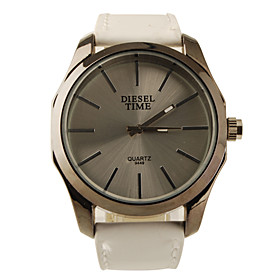 Stylish Classic Decor Dials PU Leather Band Women Men Watch - White