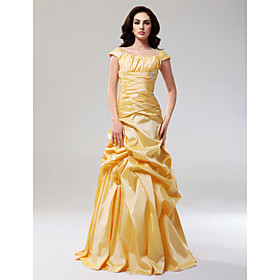 A-line Off-the-shoulder Floor-length Taffeta Evening Dress (FSH1102249)
