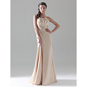 Sheath/ Column Strapless Floor-length Satin Bridesmaid Dress